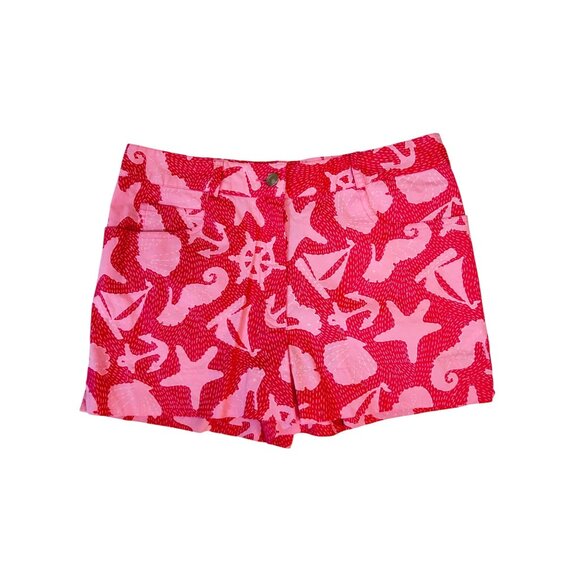 Vintage Lilly Pulitzer Starfish & Seashell Print Pink Shorts size 0 - Picture 1 of 4